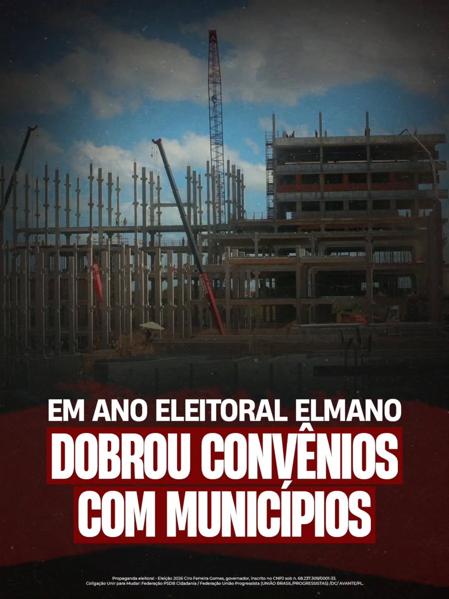 cirogomes's tweet photo. Elmano dobrou os convênios com as prefeituras em 2026, ano eleitoral e pagou apenas 15%. Tudo pra fazer propaganda e mentir pras pessoas. https://t.co/8rTKgnDmjd