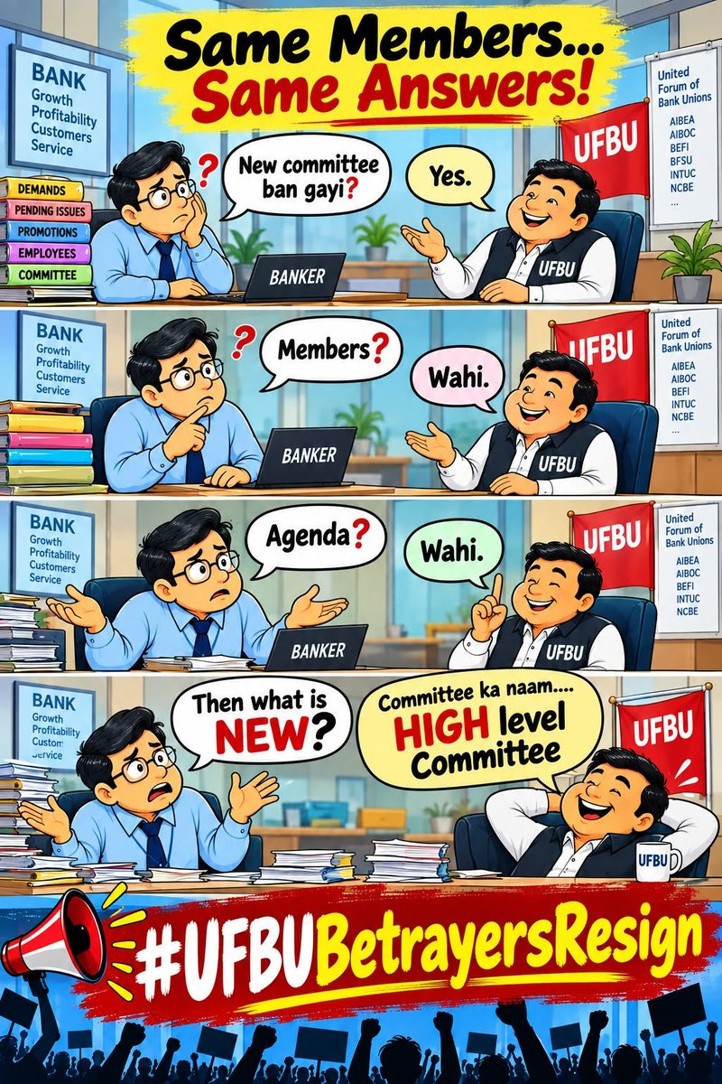 GaneshP60977611's tweet photo. @ramshankarsingh @sanjeetKumaRavi @sachinvats142 @Saurabh_Munger @AshishTekale_ @ManishkBarnwal9 @MNInWords @Ankyghate @TheLallantop #UFBUBetrayersResign #5DaysBanking @ChVenkatachalam @UFBUIndia @UFBUPUNE @AIBEAofficial @rupamsmail https://t.co/i3SIOzXr55