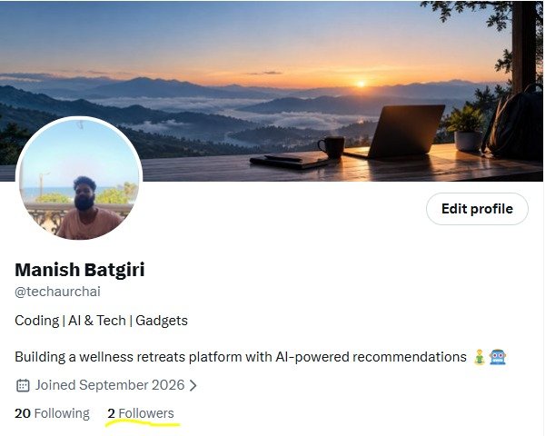 techaurchai's tweet photo. Day 11 on X and the follower count is looking very exclusive.😂

2 followers

At this rate, I'll need to schedule a board meeting before accepting the next follower 😂

But seriously, I'm experimenting with AI + tech content.

What worked for you when you were starting from zero? https://t.co/Ukpc9PgrRW