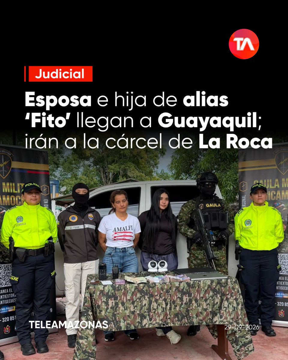 teleamazonasec's tweet photo. 🚨 https://t.co/I48qcWf5fX 👉 La esposa y la hija de alias 'Fito' arribaron a Ecuador la noche de este martes 29, tras ser detenidas en Colombia para ser recluidas en la cárcel de máxima seguridad #LaRoca https://t.co/R5caaV7sNz