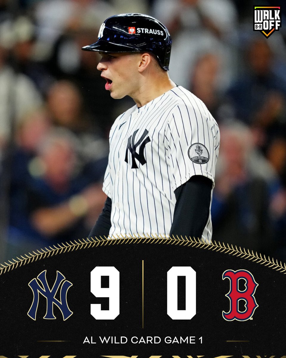BRWalkoff's tweet photo. YANKEES BLOW OUT THE RED SOX TO TAKE GAME 1 OF THE AL WILD CARD 😤 https://t.co/0CELzacDcQ