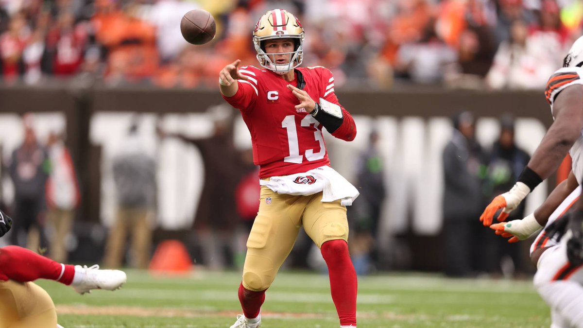 nflrums's tweet photo. 🚨 #49ers Brock Purdy is off to a great start to the season: 

- 789 Passing Yards
- 9 TD 1 INT
- 133.1 QB Rating 
- 60 Completions  of 83 attemps https://t.co/U7OKiB0k4X