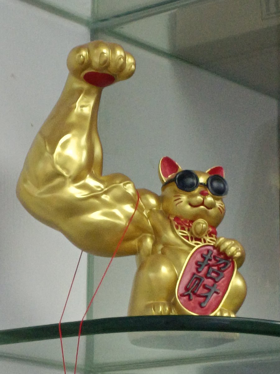 bci_'s tweet photo. 「招き」のパワーが強そうな招き猫。最近、深圳でよく見かけますw https://t.co/NF7bnNEZzx