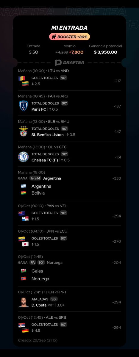 YellowpicksVer's tweet photo. Cuanto cuesta soñar? 💸
Solo 50$, Momio de +7,800 . Poco que arriesgar, mucho por ganar 😎👍🏻

Clávala en @Draftea_Mexico y al final no olvides poner el Booster +80%.

Les dejo el Link para que pueden replicarla fácilmente:
https://t.co/HIxCFqH1rZ https://t.co/Lx3dRV71OL