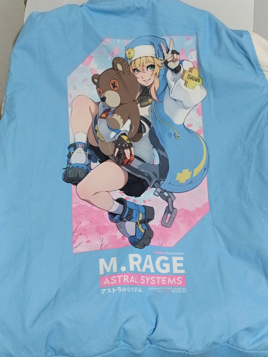 Se_Valentine's tweet photo. It's beautiful ๐ฉต๐ซ๐ช.
Once again @MDOTRAGE just proving that their merch, artists and wonderful designs are just hands down the best to wearโจ
1 more en route and 2 more left to go!โค๏ธโ๐ฅ
PS: Didn't knew there was Ramlethal Jacket also
#MRAGE #MDOTRAGE #BRIDGET #GuiltyGearStrive https://t.co/Dc38TexhBp