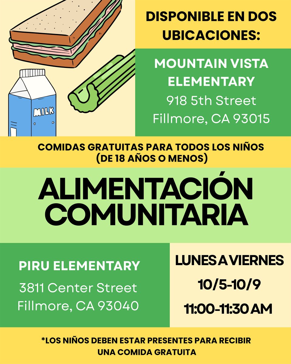 FUSDDistrict's tweet photo. Community Meals [English/Spanish] https://t.co/ClTRt0lXpd
