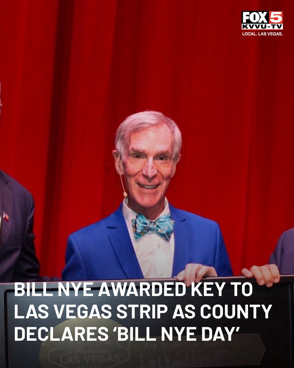 FOX5Vegas's tweet photo. Bill Nye, the science guy! 

He received a key to the Las Vegas Strip and a county proclamation designating September 28 as “Bill Nye Day.”

Bill! Bill! Bill! Bill! Bill! Bill! https://t.co/xouZCBdiBE https://t.co/niJ6m7H6bv