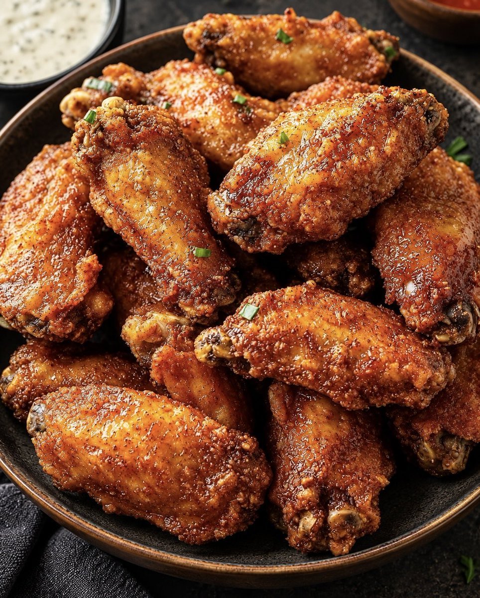 FoodXrlj8's tweet photo. What dipping sauce are you ordering to go along with these crispy, dry-rub chicken wings 🍗 https://t.co/ZRr6ByZtuZ