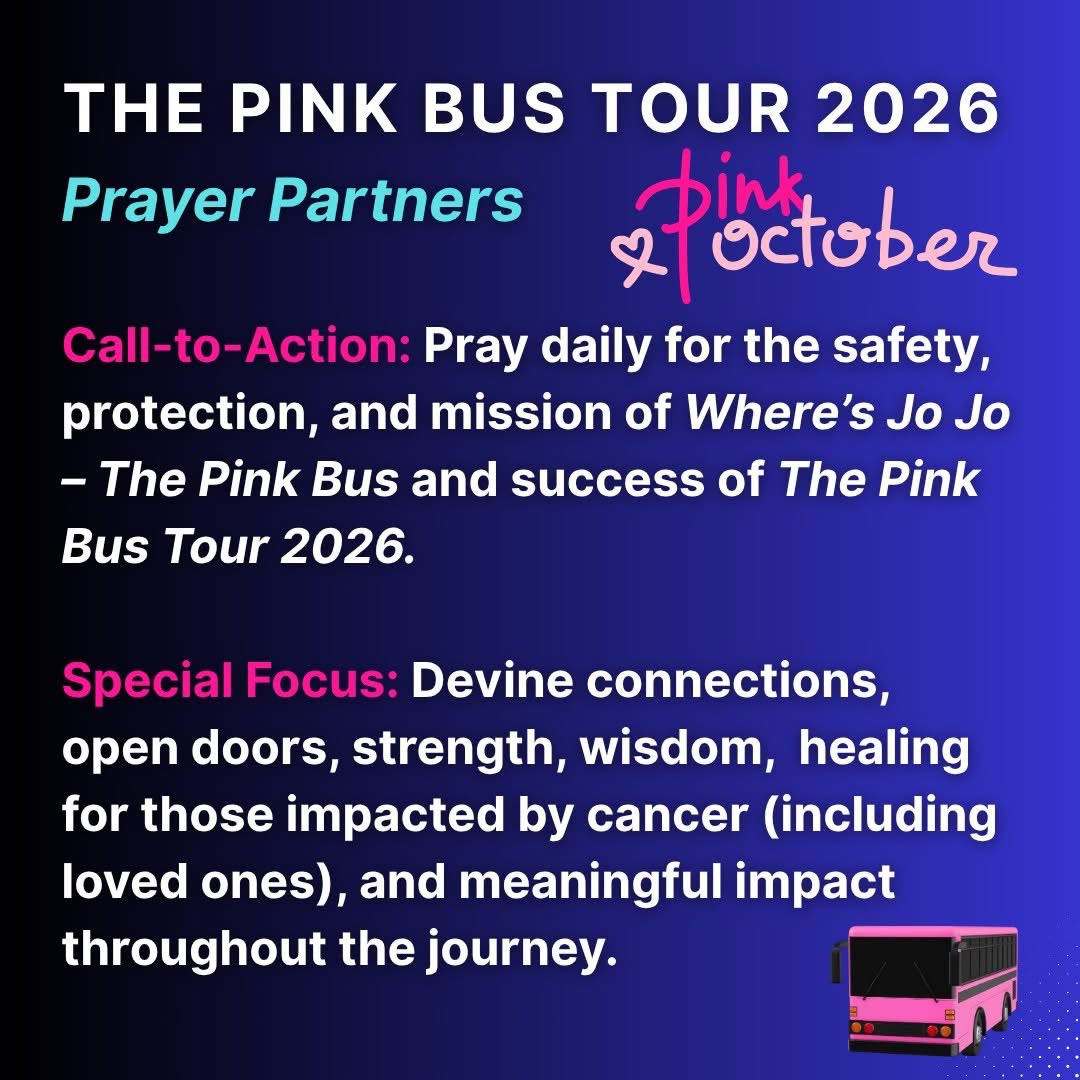 PinkBusTour's tweet photo. As #ThePinkBusTour prepares to roll through #Alabama, #Georgia, and #Florida, we ask that you join us in prayer.

#WheresJoJo #WheresJoJoThePinkBus #BreastCancerAwareness #BreastCancer https://t.co/ZN5nSQ1WHS