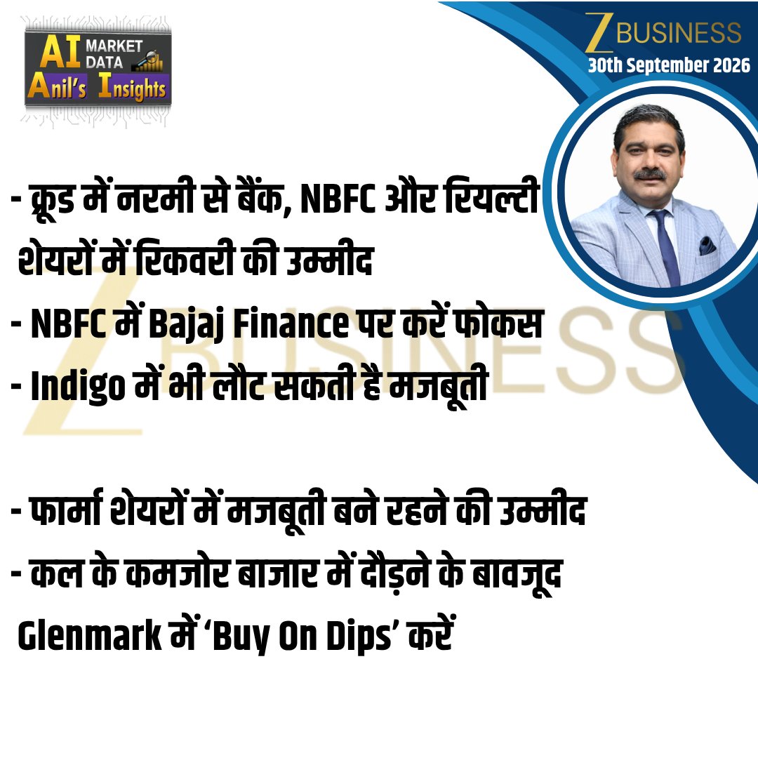 AnilSinghvi_'s tweet photo. 30th September 2026 | AI Sector Insights
#Nifty #BankNifty #StockMarket #Trading #Invest
@ZeeBusiness https://t.co/5dztuHpKiS