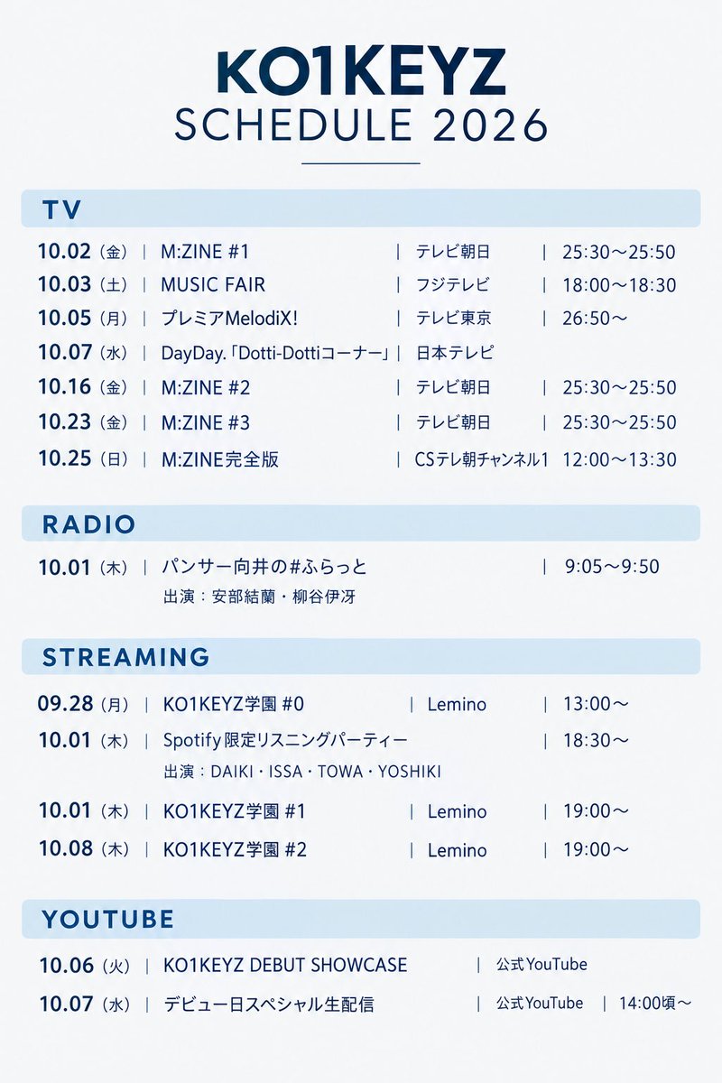 mxmxmxmm12's tweet photo. 260930追加(DAYDAY.ラジオ.Youtube)
漏れや間違いがあったら教���てください🙇 https://t.co/1xz4IWFHrH