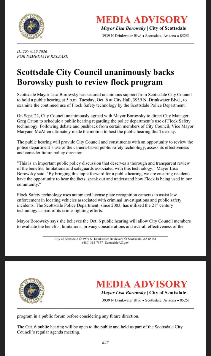 JensTwoCentsAZ's tweet photo. Scottsdale press release… https://t.co/1tbQ5IHWL2