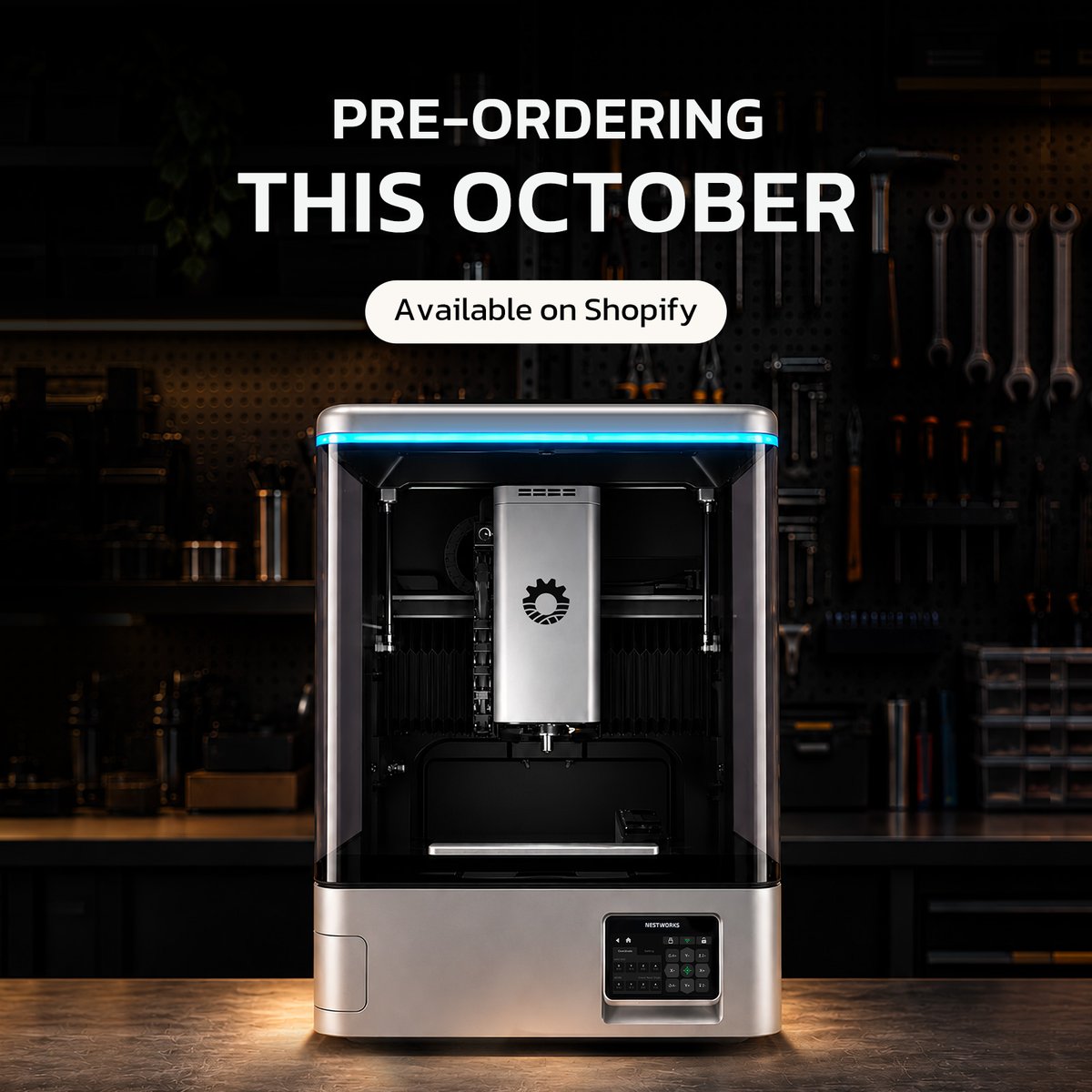 NestWorkstech's tweet photo. The NestWorks C500 is coming to Shopify this October. ⚙️
Pre-order directly through our Shopify store and get ready to bring serious CNC capability to your desktop.
#NestWorks #C500 #CNC #DesktopCNC https://t.co/ARmvncGNZ3