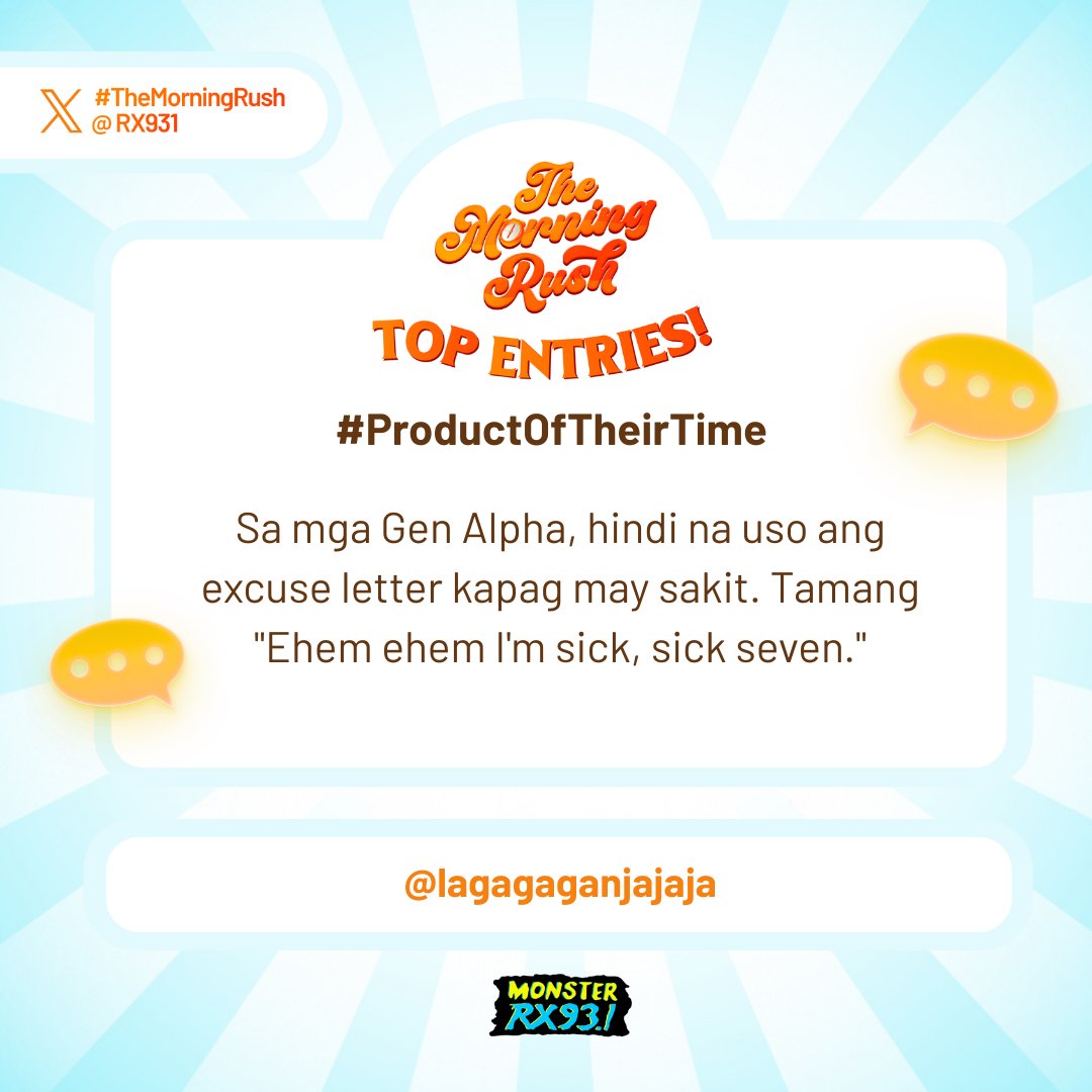 RX931's tweet photo. Top Entry: #ProductOfTheirTime from @lagagaganjajaja #TheMorningRush https://t.co/jWQQFY0MwG