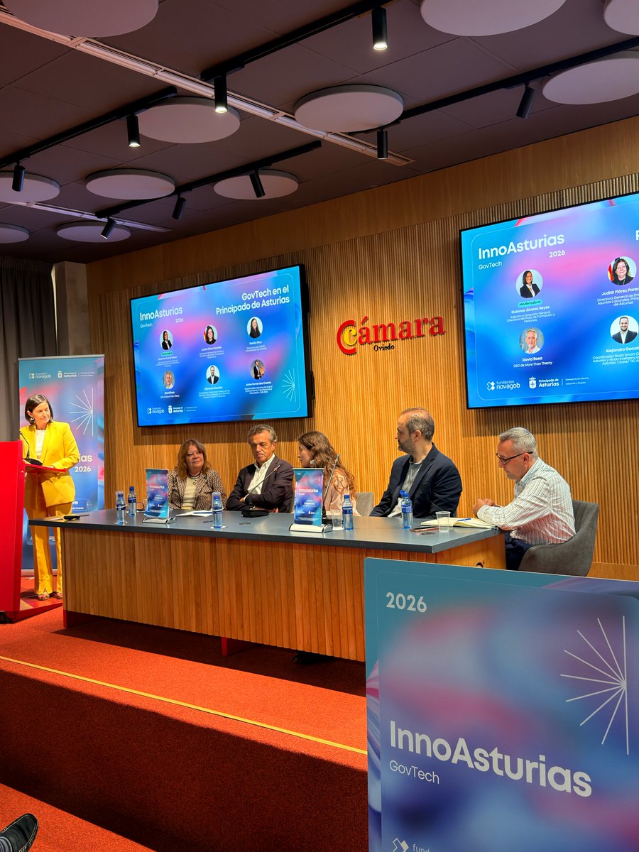novagob's tweet photo. 📣 InnoTalks en #InnoAsturias GovTech 2026 👇

✨ Judith Flórez — @GobAsturias
✨ David González — @agenciasekuens
✨ Noelia Rico — @CEISIA_UO
✨ Alejandro González — Clúster TIC Asturias
✨ David Rosa — More Than Theory

Modera ✨ Guiomar Álvarez — @FADEAsturias

#GovTech https://t.co/7YtRJvIM6p