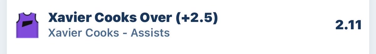 PrdPicks's tweet photo. 🏀 Sydney Kings v Brisbane Bullets 

Xavier Cooks o2.5 Assists 

#nbl #NBL #NBA #Australia #Gambling𝕏 #bets https://t.co/F37la171gP