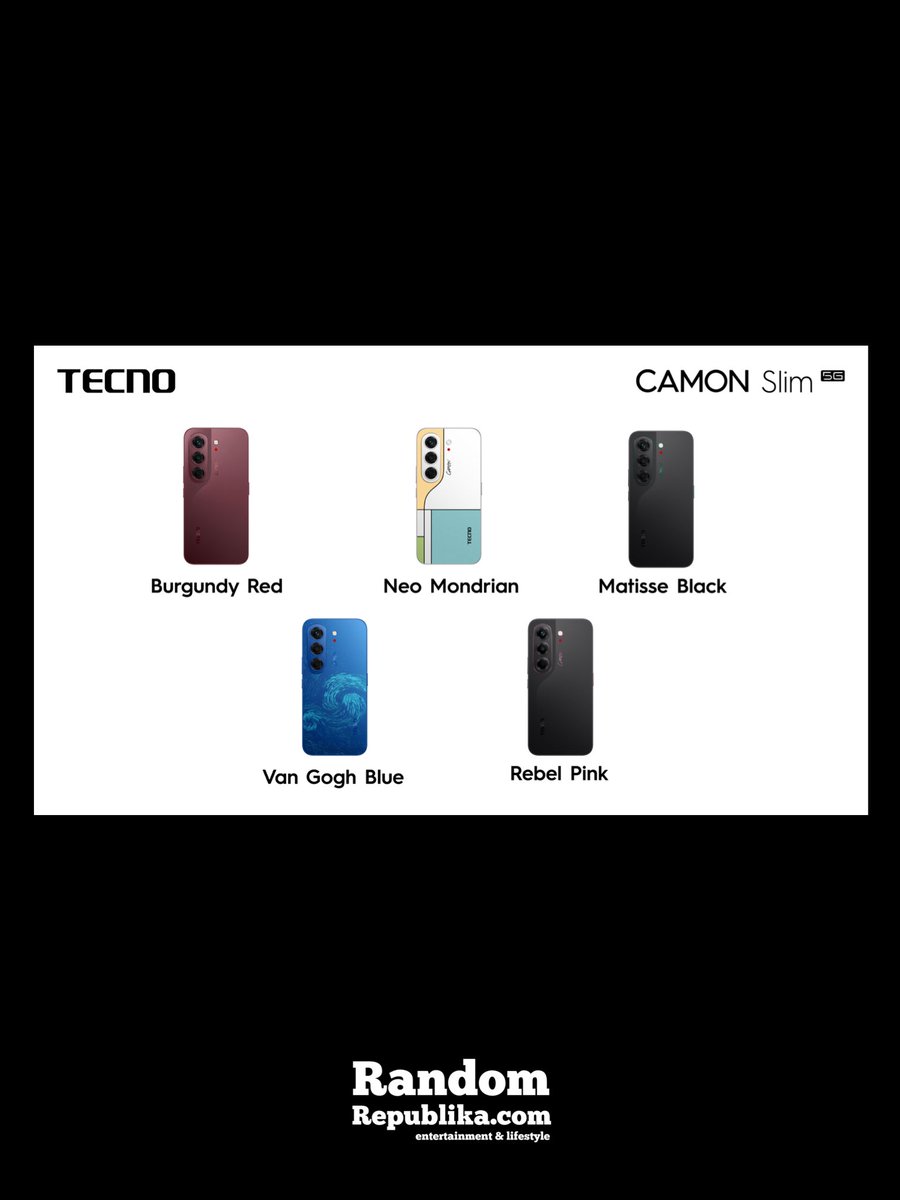 RandomRepublika's tweet photo. Slim, smart, and made to stand out. Meet the TECNO CAMON Slim 5G. This new baby is bringing in AI-powered features, a sleek 6.39mm design, and camera-ready style into one ultra-thin device.

From Burgundy Red to Neo Mondrian, Van Gogh Blue, and more, there’s a CAMON Slim for every kind of personality.

Read the full feature on https://t.co/24UkxtgKMG.

#TecnoCamonSlim5G