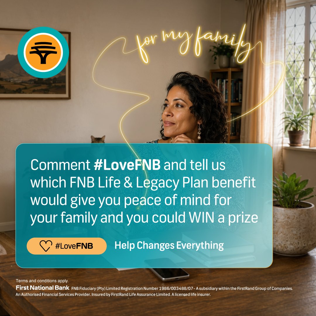 FNBSA's tweet photo. If you could plan today for their tomorrow, what would matter most? ��𝗘𝗣𝗟𝗬 with LoveFNB and tell us which FNB Life &amp; Legacy Plan benefit you'd choose for your family and you could win a voucher worth up to the value of R1k https://t.co/xoZ0jLLWr6