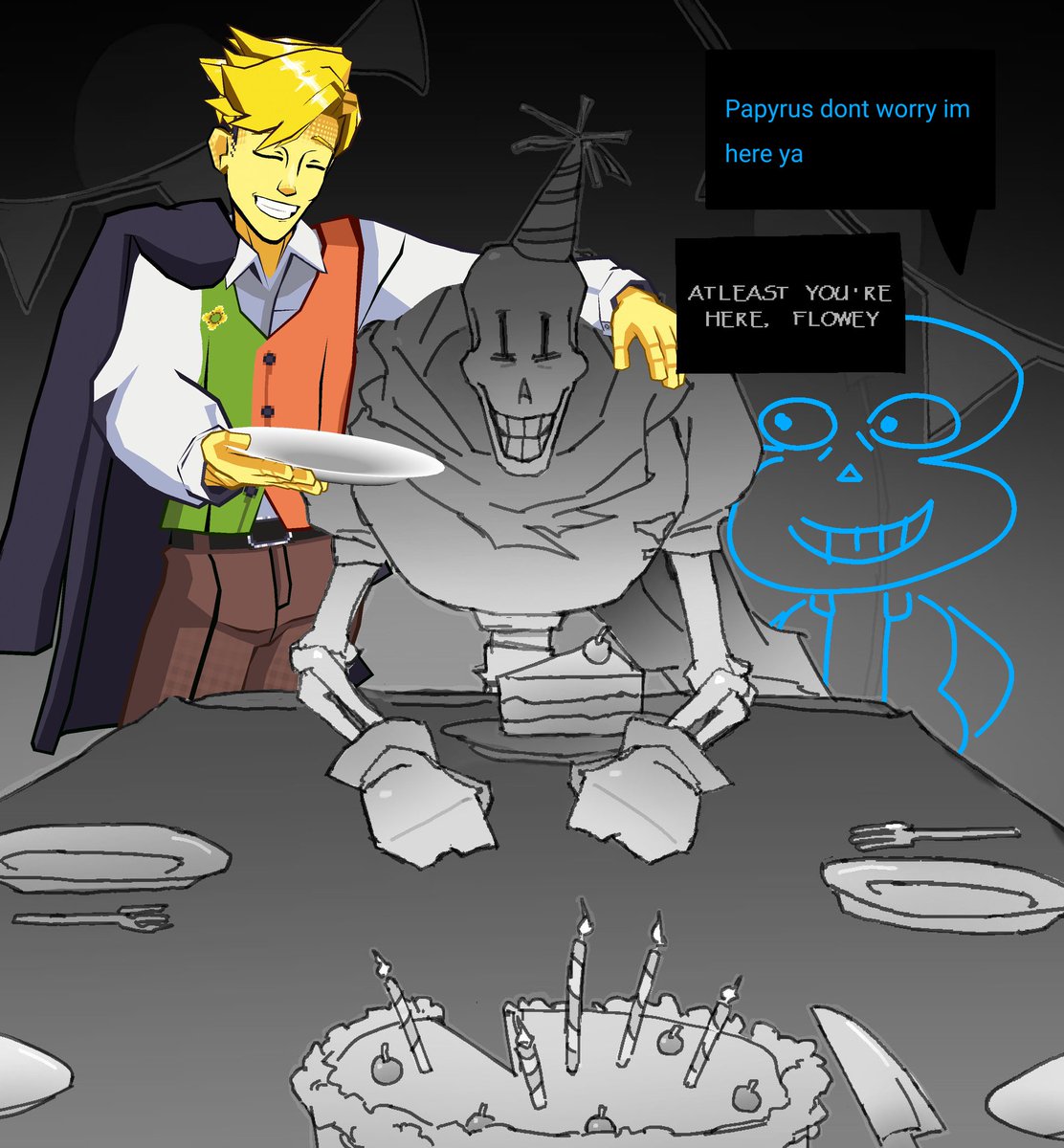 GoldenCheeseWil's tweet photo. @pepperrank_ @bugsoupart @dani17dev Hey Sans is there too LOOK https://t.co/FvDft55SYy
