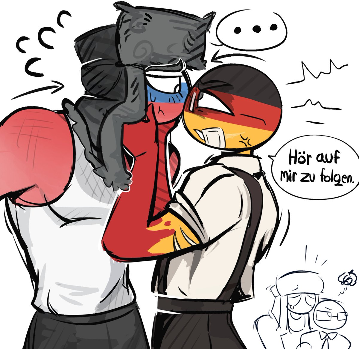 _the_333_'s tweet photo. "stop following me Russia." -germany
#countryhumans #chtwt #rusger https://t.co/8UcPAOvJdZ