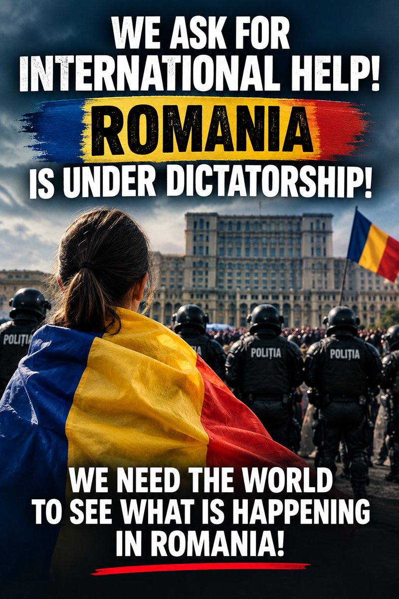 ValentinCu73962's tweet photo. @BarronTrump_RVQ 🆘🇹🇩 FREEDOM FOR ROMANIA 🆘 🇹🇩 Romania is officially under a dictatorship!! We call for international support!!! The President of Romania, Nicușor Dan, was imposed by Brussels! https://t.co/uHLiKxEYfK