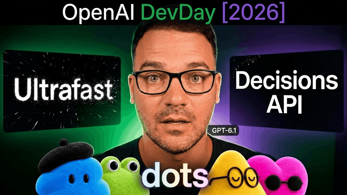 MikeCodeur's tweet photo. OpenAI DevDay 2026 : 15 annonces qui comptent pour les développeurs. Dots, GPT‑6.1 Sol, Ultrafast, API Agents, Codex… Je fais le tri dans la vidéo : https://t.co/LSN6b8sXn4 https://t.co/pObz9JcwSt