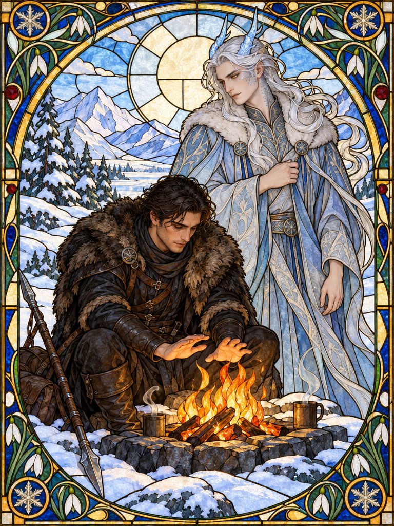 BjLin10's tweet photo. "You came to kill me. I know." The Dragon and His Slayer, in Mucha stained-glass style. made with GPT Image 2.5 #AIart #artnouveau https://t.co/qsslB3PO5q