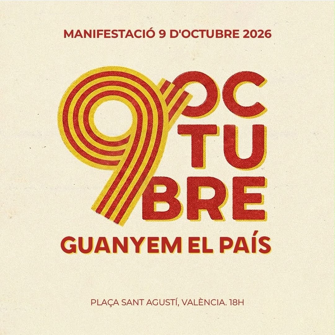 vexiband's tweet photo. Ja és oficial: Una entitat social del catalanisme polític, @AccioCulturalPV utilitza en el cartell d'una de les diades importants del país, el #9doctubre26 la #banderacatalana de set faixes or-i-flama enlloc de 9.  1/3 https://t.co/XpR0M6XjqC