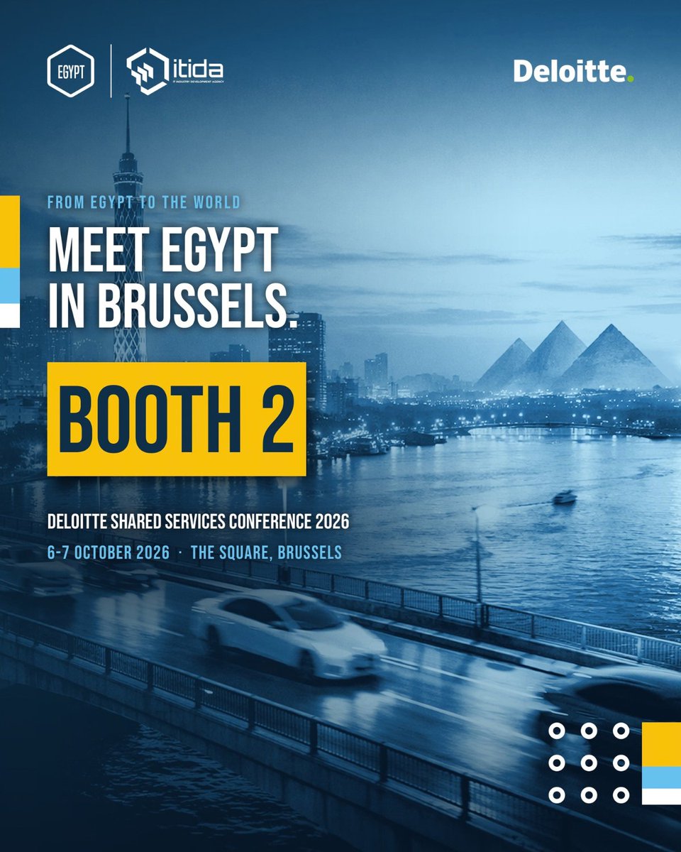 ITIDA's tweet photo. Going to #SSC26? Meet ITIDA at Booth 2 to explore Egypt’s multilingual talent and capabilities across BPS, IT services and engineering & R&D.
The Square, Brussels | 6–7 October 2026
#Egypt #ITIDA #Offshoring #SSC26 https://t.co/AqPAPBSyC8