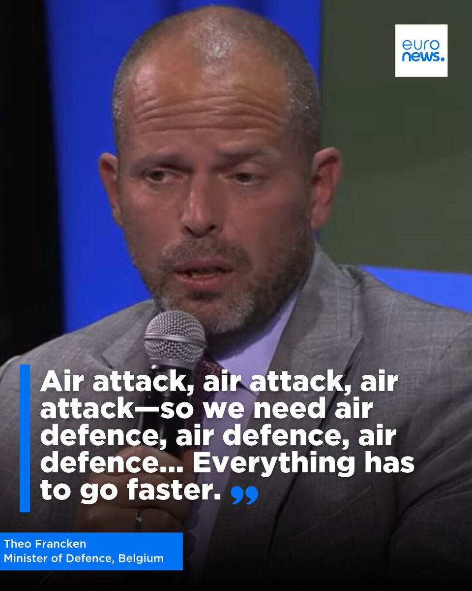 euronews's tweet photo. "Air attack, air attack, air attack—so we need air defence, air defence, air defence... Everything has to go faster."
 
Belgian Defence Minister Theo Francken tells #TheEuropeConversation at #EuronewsDefenceSpace2026 that Russia is the country's biggest threat. https://t.co/5jJrK0kdkv
