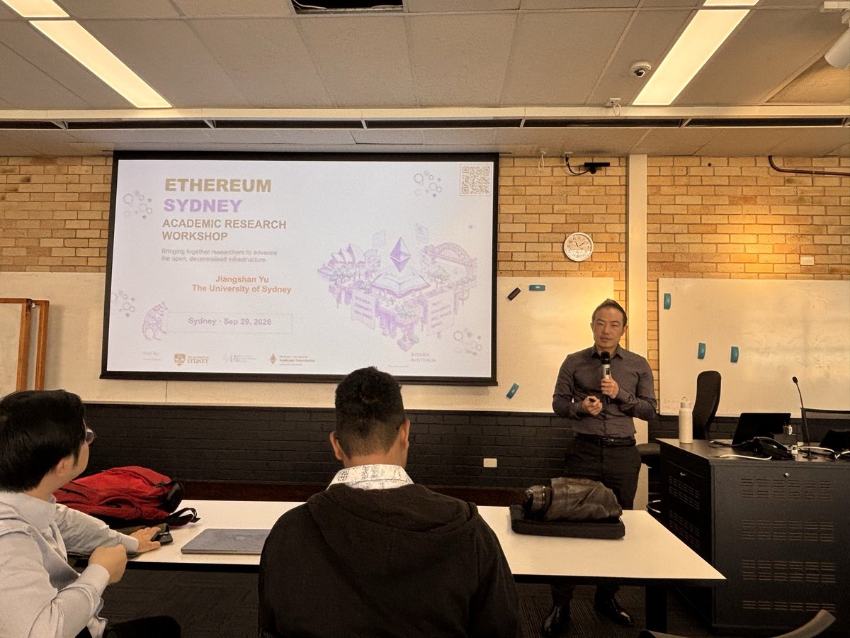 VincentGramoli's tweet photo. It was great to participate to the Ethereum Sydney Workshop yesterday and exchange on the latest research advances in the blockchain space. https://t.co/ZZbxWYZw5x