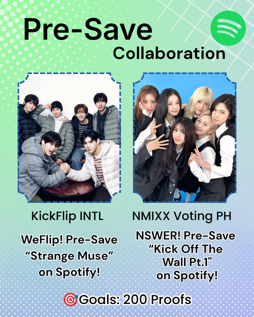 Kickflip_Intl's tweet photo. [🤝] KICKFLIP X NMIXX PRE-SAVE COLLAB

WeFlips, let's get to work! 🎯 We are collaborating with NSWERs to exchange pre-saves for our comebacks!

Let's show our full support by pre-saving NMIXX's new album "Strange Muse"!

🎯 Target Goal: 200 proofs 

Drop your screenshot proof with watermark in the replies below once completed! 👇
🔗https://t.co/AK3YLh1HZC

#KickFlip #NMIXX