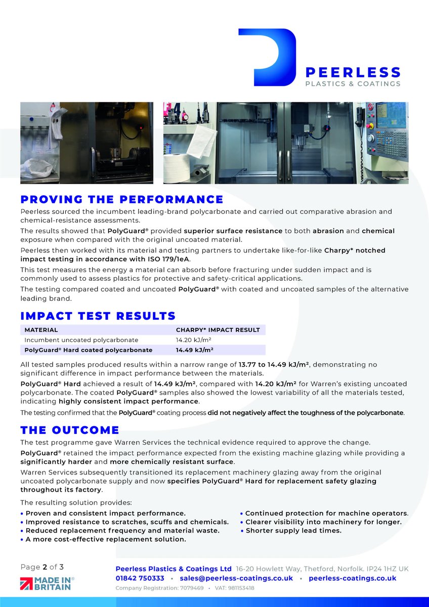 PeerlessPlastic's tweet photo. What happens when machine safety, performance and durability all matter?
You test it. You prove it. And you make the change with confidence.
We’re pleased to share our latest case study, developed in collaboration with @Will Bridgman, MD at Warren Services.
#machineguards https://t.co/R3FGI6Ff4d
