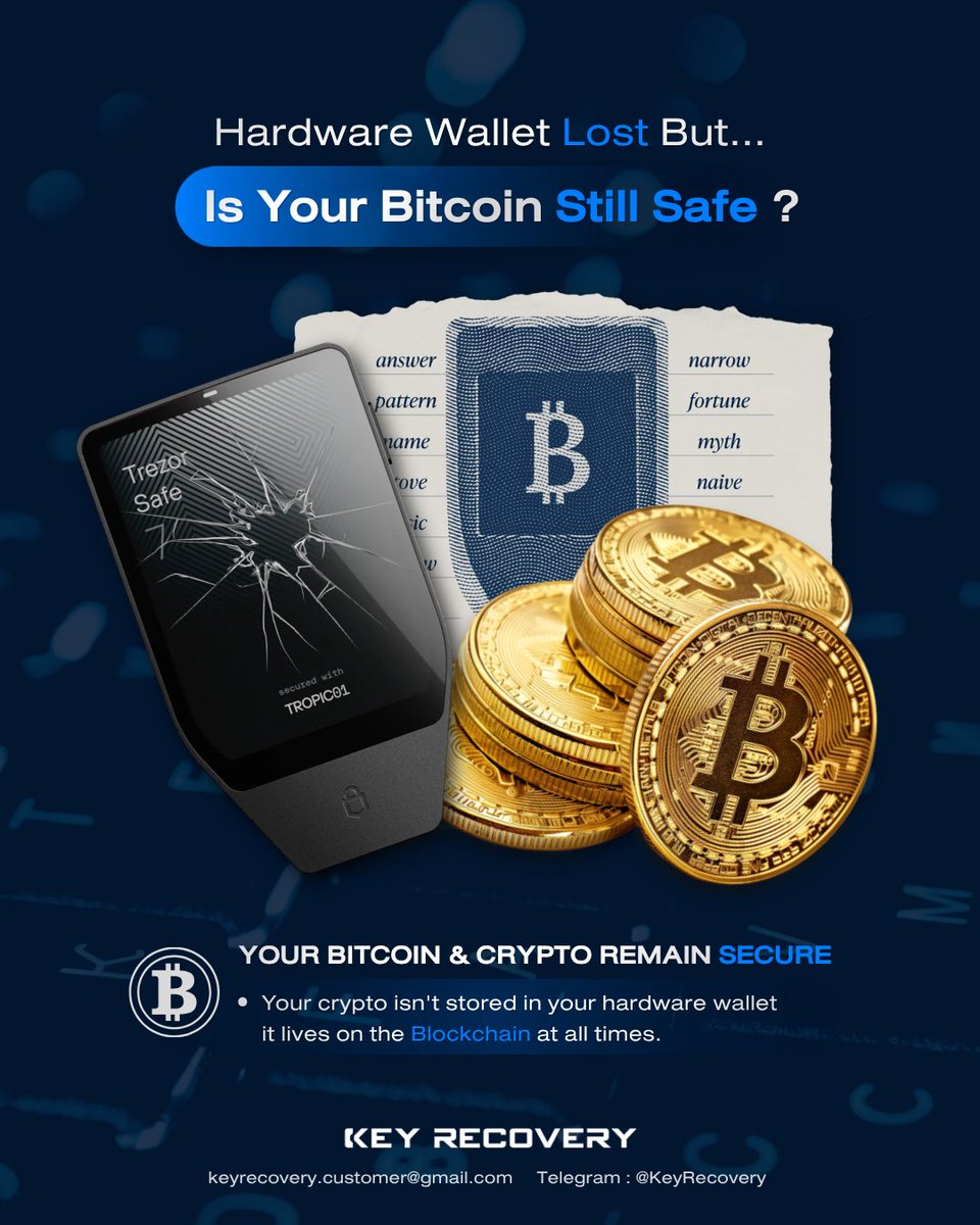 keyrecovery_th's tweet photo. Lost your Hardware Wallet — does that mean your Bitcoin is gone too?

The answer depends on more than the device itself. What recovery information you still have can make all the difference.

Learn more: https://t.co/LIoLPqB4el
#CryptoRecovery #WalletRecovery https://t.co/bIxna0csyU