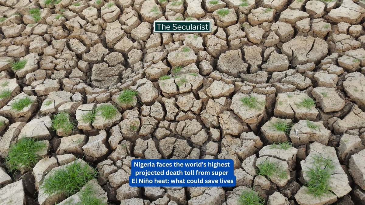 SecularistThe_'s tweet photo. 𝗢𝗽𝗶𝗻𝗶𝗼𝗻: Nigeria faces the world’s highest projected death toll from super El Niño heat: what could save lives

𝗥𝗲𝗮𝗱 𝘁𝗵𝗲 𝗳𝘂𝗹𝗹 𝗮𝗿𝘁𝗶𝗰𝗹𝗲: https://t.co/kXVQF3WtZc]

𝗪𝗲𝗯𝘀𝗶𝘁𝗲: https://t.co/1NesBEJ6aK

#journalism #elnino #climatechangeisreal #áfrica https://t.co/mcy0oEUyoM