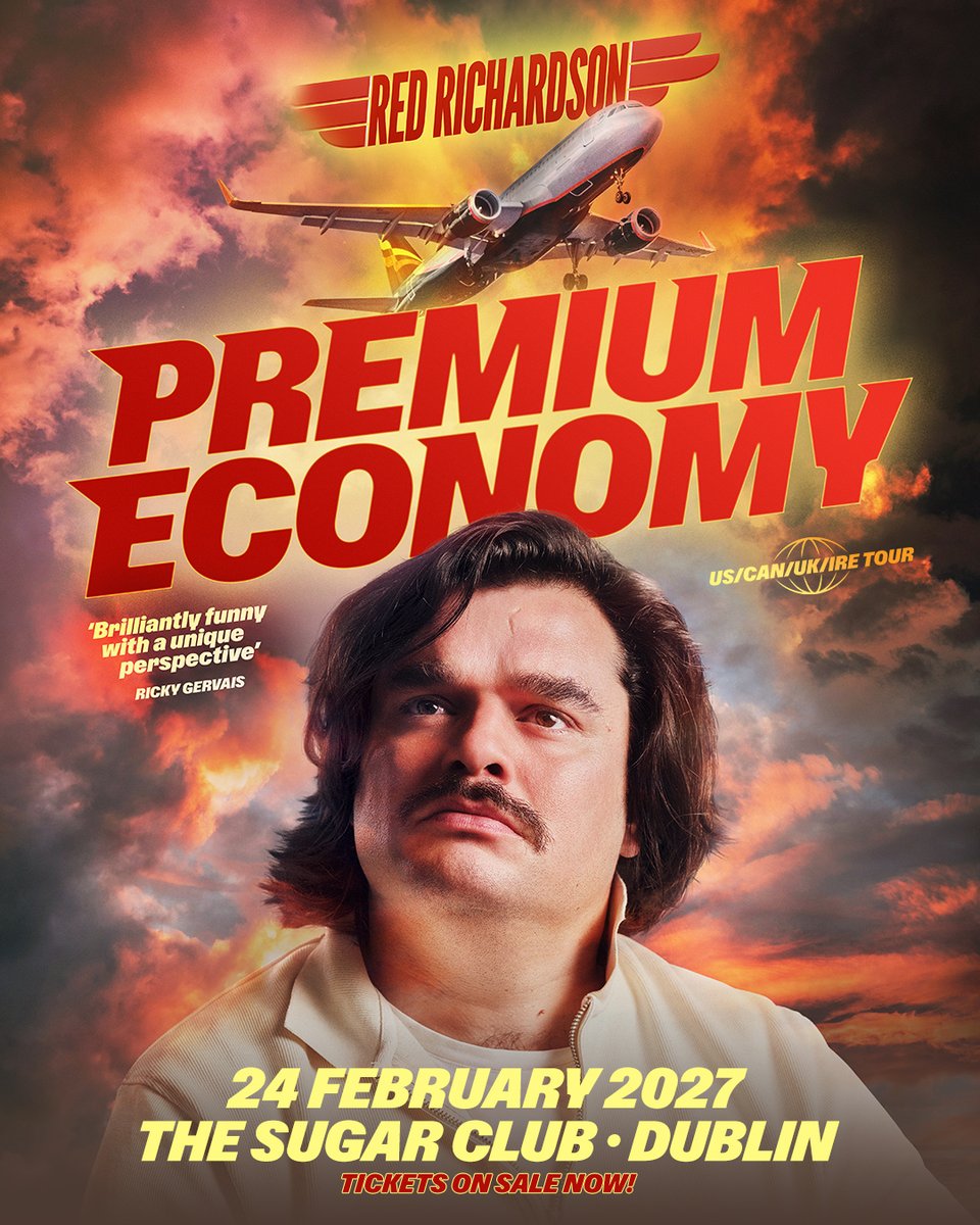 aikenpromotions's tweet photo. ★ ★ 𝗢𝗡 𝗦𝗔𝗟𝗘 𝗡𝗢𝗪 ★ ★ 

From selling out theatres and comedy clubs across the globe - @redrichardson1 is bringing his brand new show 'Premium Economy' to Dublin on 24 February 2027! 😂✈️

🎟️ Grab tickets ~ https://t.co/b8cKXKjREo https://t.co/eWdnW4KTsm