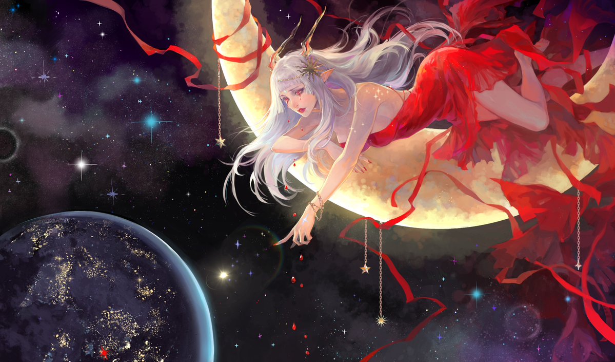 AikoMagenta's tweet photo. Lunar goddess sending inspiration to Earth 🩸✨🌍 https://t.co/go6gK2AuLF
