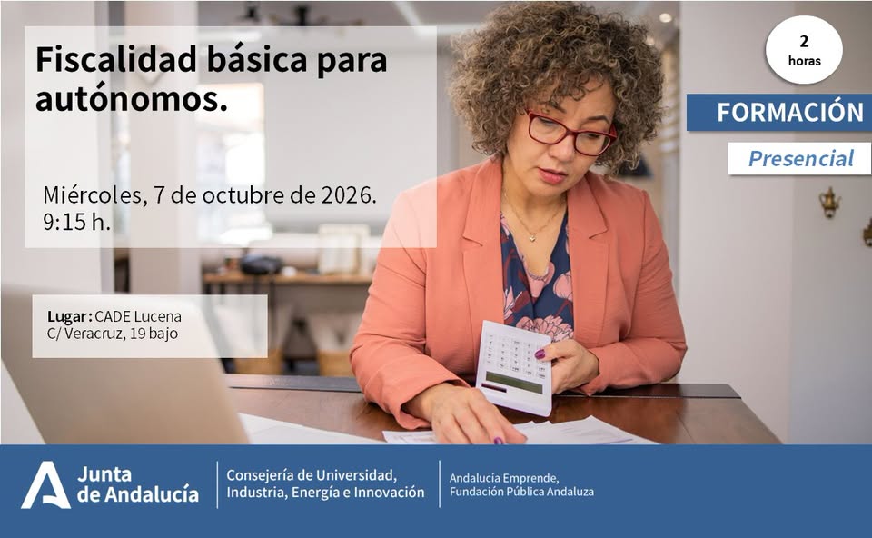 cadecordobaAE's tweet photo. 🔰 Curso sobre "𝐅𝐢𝐬𝐜𝐚𝐥𝐢𝐝𝐚𝐝 𝐛á𝐬𝐢𝐜𝐚 𝐩𝐚𝐫𝐚 𝐀𝐮𝐭ó𝐧𝐨𝐦𝐨𝐬."
ℹ Infórmate sobre las #obligaciones #fiscales del empresario individual, #declaración censal, #IAE, #IRPF, #IVA. #facturacion y #libros obligatorios.
📅 Miércoles, 7 de octubre
⏰ 09:15 Horas.
📍 #CADELucena.
📝Inscripciones 👉 https://t.co/KYLoeo2UYW
📩 cade.lucena@andaluciaemprende.es
#EquipoEmprende #TerritorioEmprende