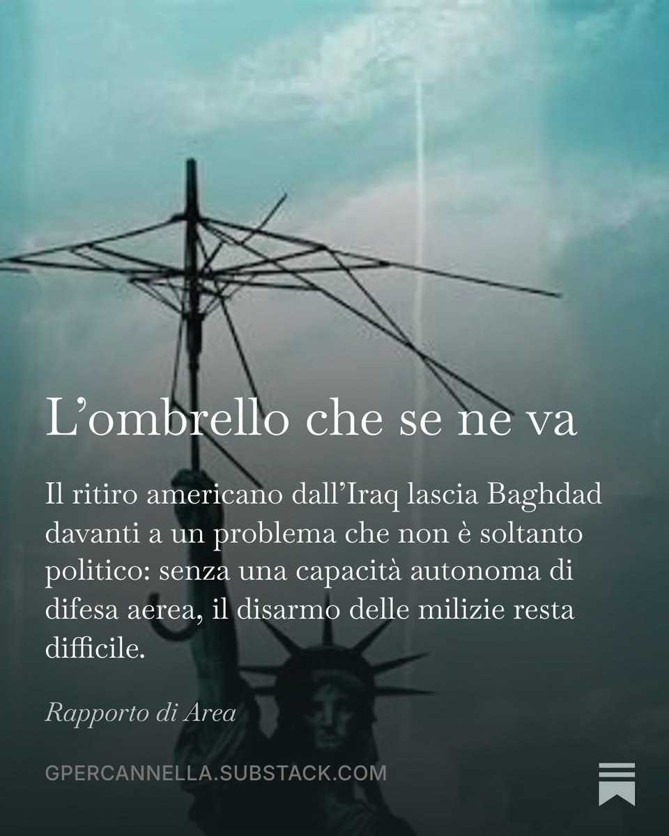 gpercannella's tweet photo. Il 30 settembre gli Stati Uniti chiudono l'ultima base in Iraq. Il ritiro era deciso dal 2024, ma la guerra con l'Iran ne ha cambiato il significato: le batterie Patriot hanno lasciato Erbil quasi due mesi prima dell'ultimo soldato. https://t.co/HRBIMY0nMR