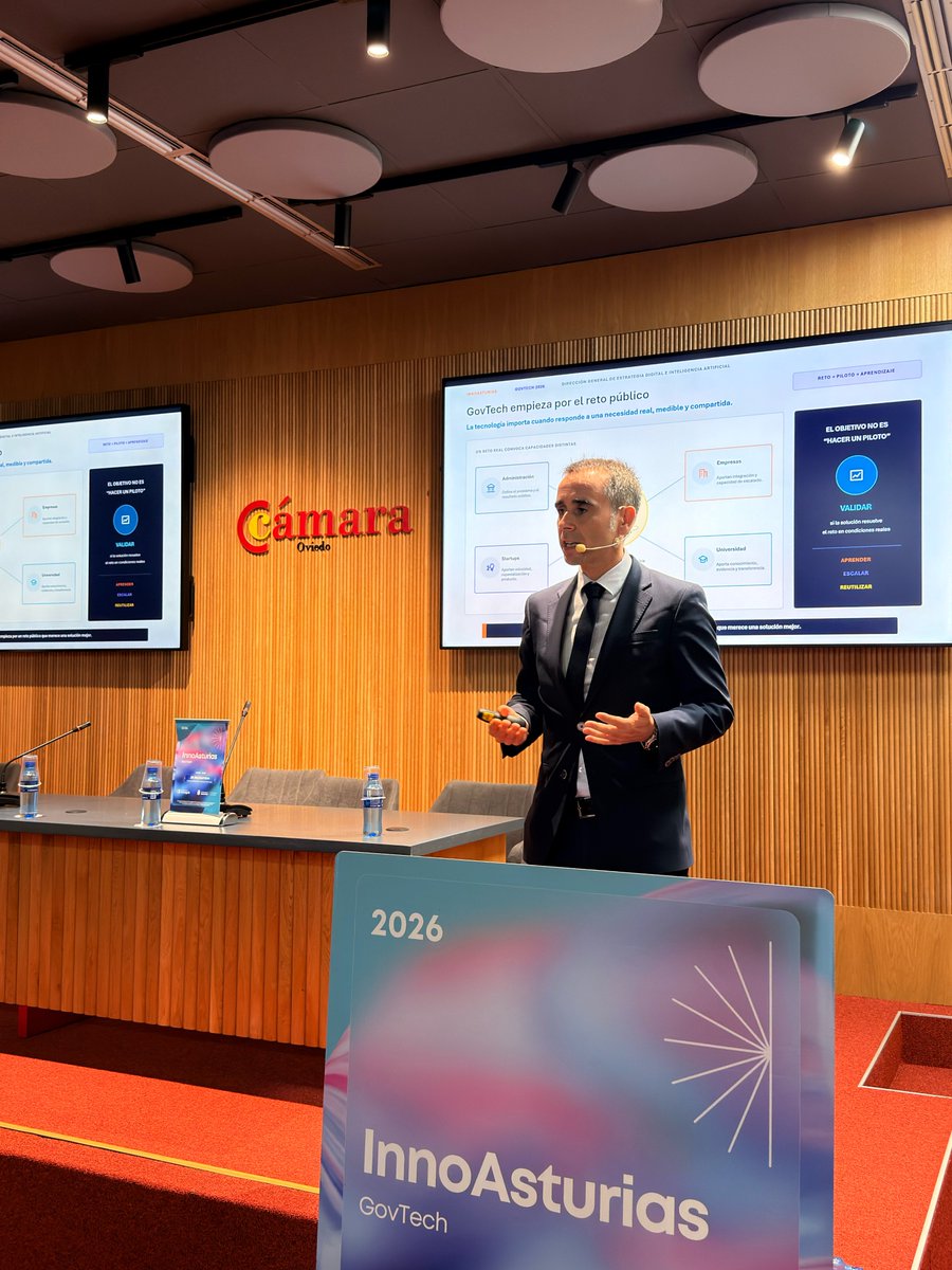 novagob's tweet photo. 🌐 ¿Hacia dónde va la estrategia digital y de IA de Asturias? Lo descubrimos en #InnoAsturias GovTech 2026.

✨ Javier Fernández Rodríguez — @GobAsturias

"GovTech en el Principado de Asturias": los pasos del Principado y el papel del ecosistema en ese camino.

#GovTech https://t.co/kUTTHG8Ufu
