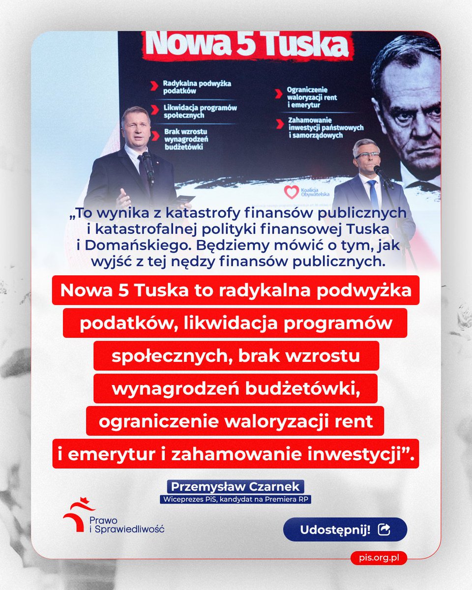 pisorgpl's tweet photo. 💬 Wiceprezes PiS, kandydat na Premiera RP @CzarnekP.
👉 Udostępnij! https://t.co/bswADsfaKa