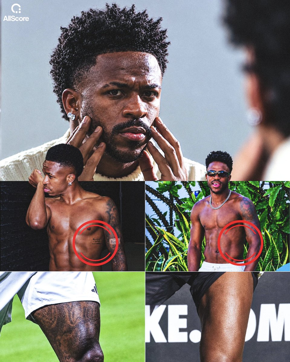allscorelive's tweet photo. Real Madrid yıldızı Vinicius Junior’un CIA ve Rothschild ailesi tarafından öldürülüp yerine başka birinin yerleştirildiği iddia ediliyor.

— Brezilya’da ortaya atılan bir iddiaya göre Dünya Kupası’nın ardından Vinicius Junior öldürülüp yerine başkası koyulmuş olabilir.

— Bazı kullanıcılar, Vinicius Junior’un Dünya Kupası’ndaki halini Real Madrid’deki haliyle kıyasladıklarında bazı dövmelerin eksik olduğunu iddia ediyor.

— Brezilyalı medyum Vo Bahiana, Dünya Kupası sırasında uzaylıların geleceğini ve futbolcuları kaçıracağını iddia etmişti.

— Real Madrid, bu komplo teorilerini görmezden gelmeyi tercih ediyor. (Marca)