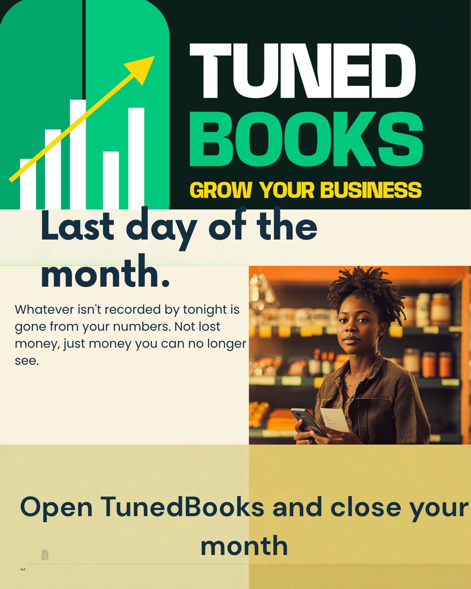 tunedbooks's tweet photo. Tomorrow, this month becomes the past, and whatever you didn't record becomes a number you'll never be sure of.
Tonight, record every sale and expense, even the smallest amount, and start October with something real.
Start free for 60 days

#SmallBusinessNigeria #SmallBusinessUK https://t.co/PCgRAKqlXU