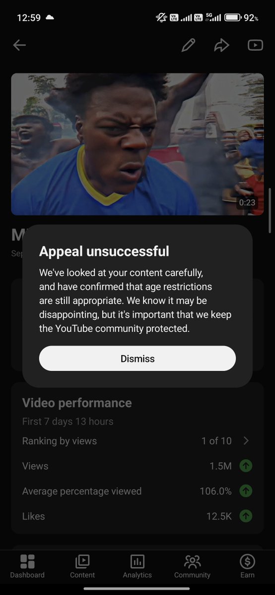johnfo6x's tweet photo. Hey @TeamYouTube, my viral Short (1.5M views) was hit with a false "Fetish/Nudity" restriction, and the appeal was rejected.
  
​It’s an outdoor crowd stunt with ishowspeed  &amp; athlete Ashton Hall. Fully clothed, zero adult content. Please review:

https://t.co/nkRVvld0Yq https://t.co/pVKGKheUGZ