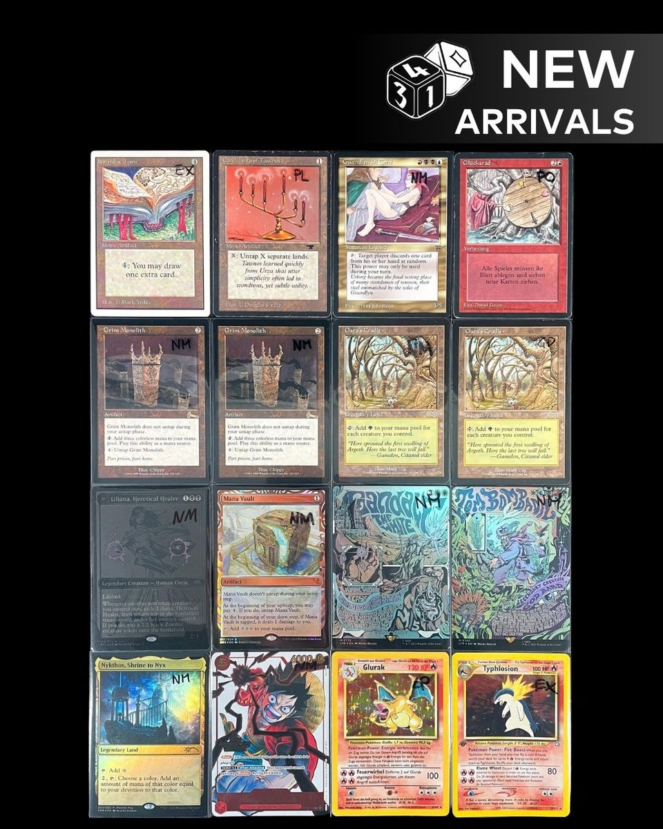 ThreeForOne_'s tweet photo. Candelabra of Tawnos, NM Gaea’s Cradle and PSA 10 Rayquaza EX + Mega Charizard X ex lead this week’s New Arrivals. Plus Dual Lands, premium foils and more.

👉 https://t.co/FpKQy1uDWk

#magicthegathering https://t.co/0nTl3t5DiT
