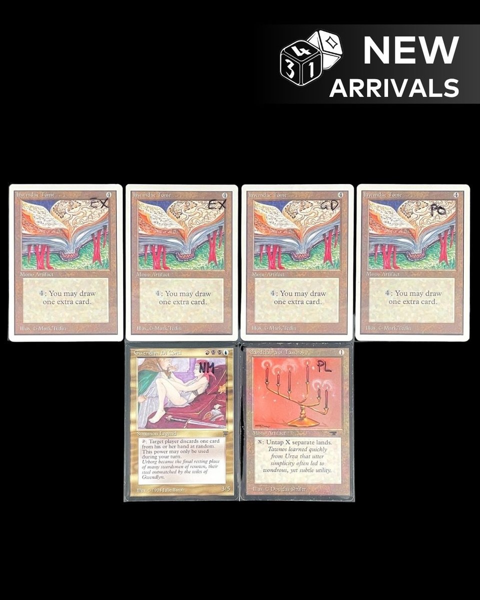 ThreeForOne_'s tweet photo. Candelabra of Tawnos, NM Gaea’s Cradle and PSA 10 Rayquaza EX + Mega Charizard X ex lead this week’s New Arrivals. Plus Dual Lands, premium foils and more.

👉 https://t.co/FpKQy1uDWk

#magicthegathering https://t.co/0nTl3t5DiT