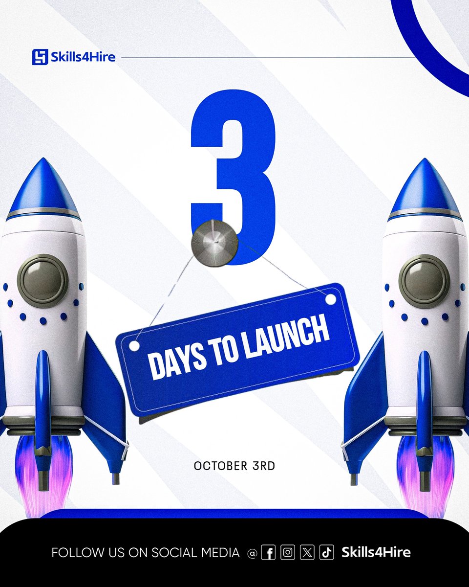 skills4hire's tweet photo. 3 DAYS TO GO!

A new way to discover skilled professionals is almost here.

October 3, 2026
Skills4Hire Launch

Venue: Google meet 
Time: 12pm

Save the date. Tell someone who needs to see this

Check the comment section for the registration link https://t.co/mzOP5daum2