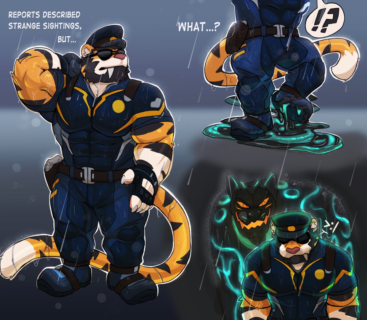 sleeping_saber's tweet photo. Above the city a strange creature looms looking for unsuspecting prey to enact his plan. Unfortunately, the chief is the most desired candidate for just that

Art by @HiggsFig https://t.co/MQsJuK89Rm