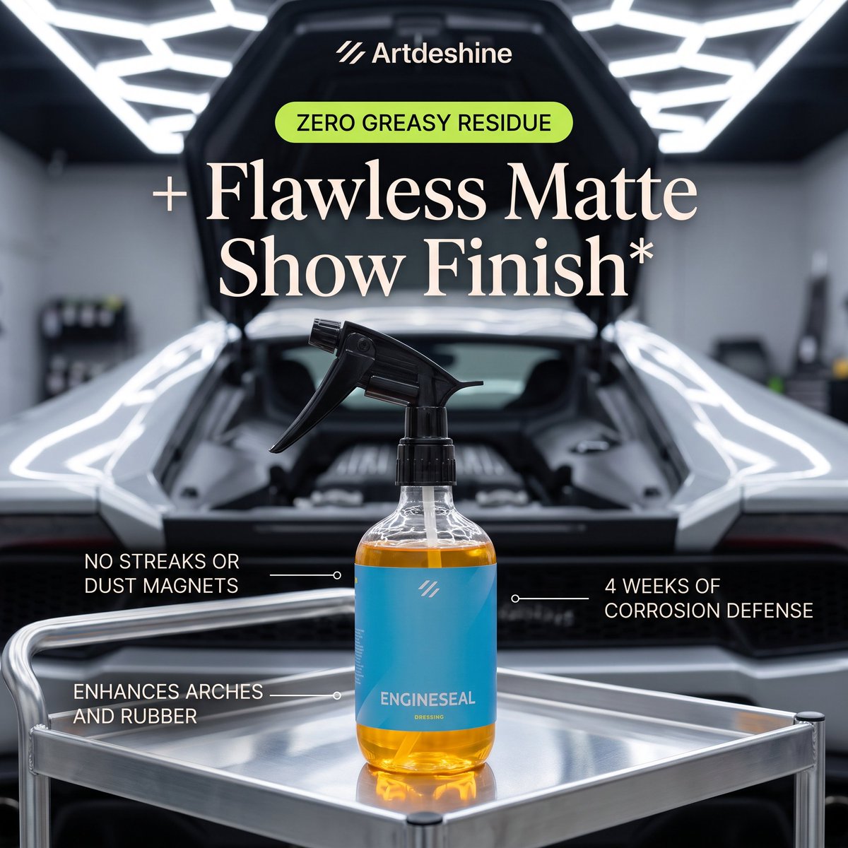 supercoolinfo's tweet photo. Your engine bay called, it’s tired of looking like the forgotten room. 😏

Artdeshine EngineSeal restores a clean, rich finish to plastic, rubber and painted surfaces inside the engine bay and a protective layer.

EngineSeal at Auto-DNA.
https://t.co/3DsmdvOQEL

#CarCareZA https://t.co/vw6w7FmeoB