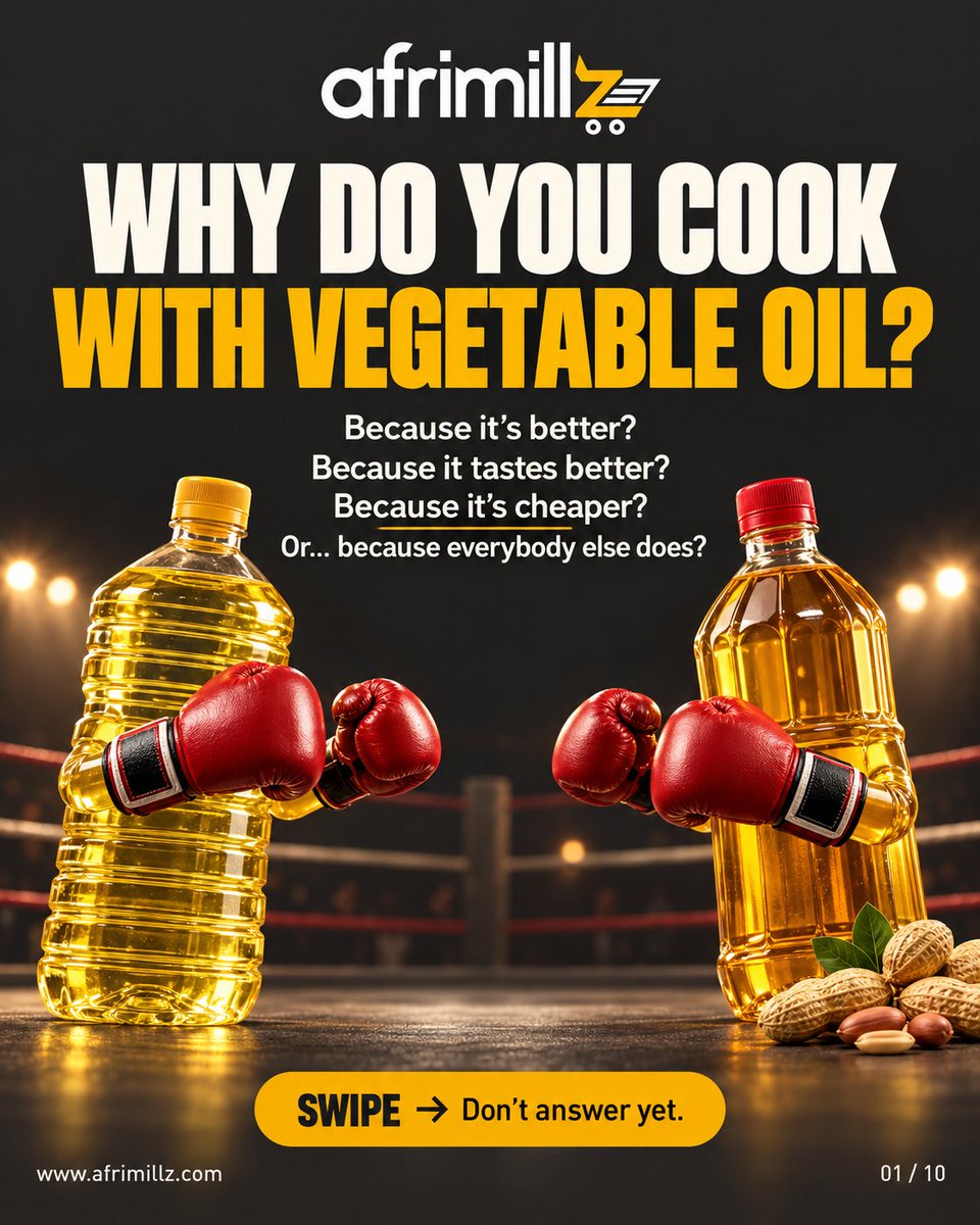 afrimillz's tweet photo. Be honest… did you choose your cooking oil, or inherit your mum’s shopping list? 😂👀

Price? Taste? Availability? Or “na the one we always use”?

Swipe through before you answer. There’s a plot twist waiting. 🥜🛒 https://t.co/9exguKk67P